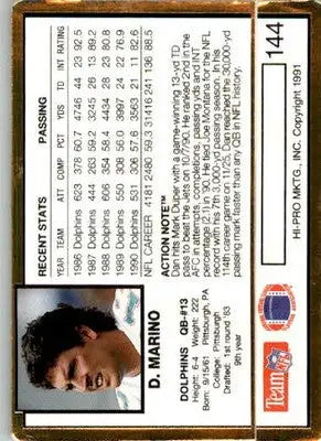 Dan Marino - 1991 Action Packed - #144 - Football - Football Card Single