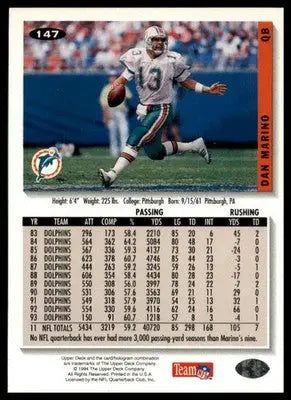 Dan Marino 1994 Collector’s Choice #147 Miami Dolphins - Football Card Single