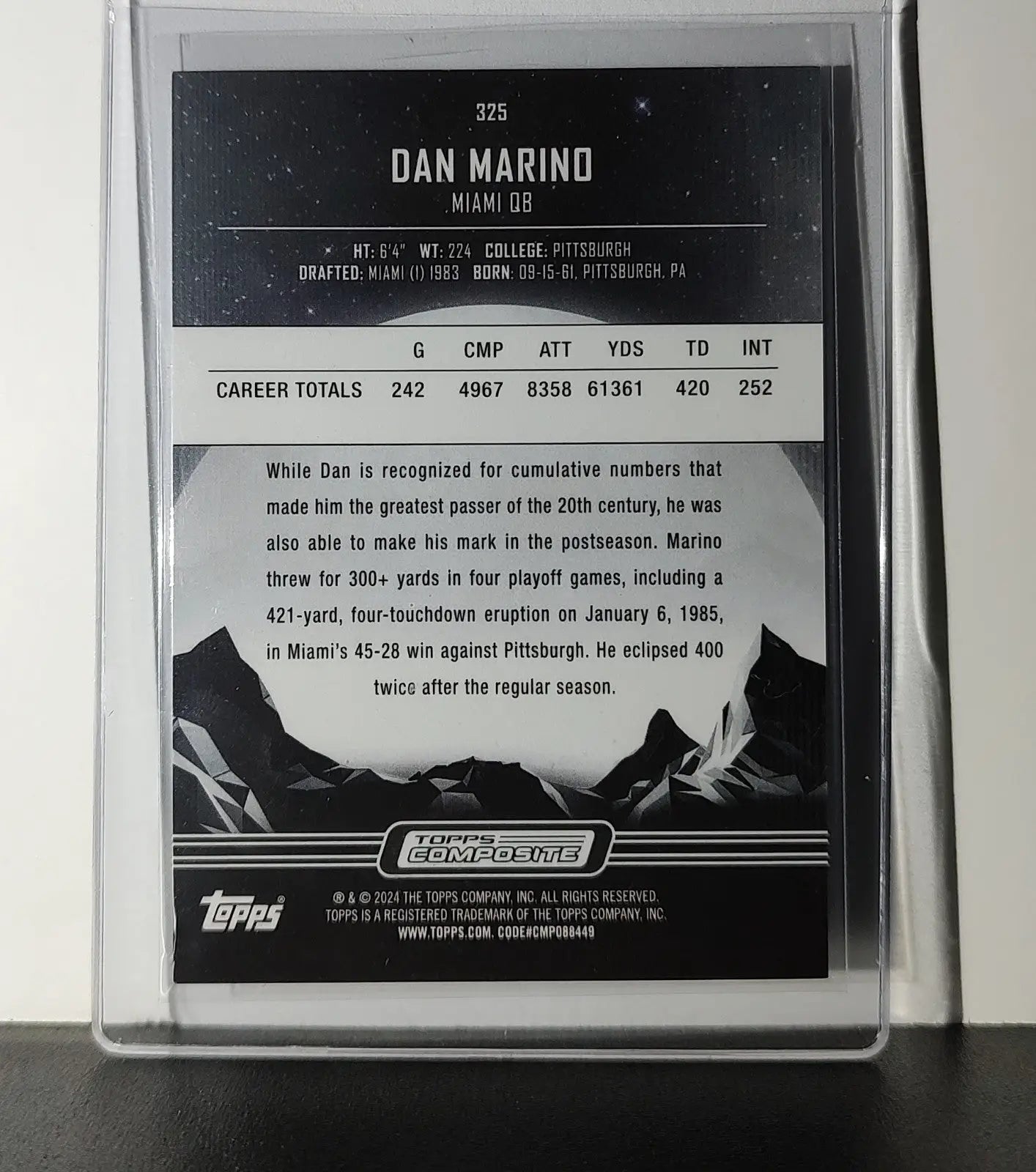 Dan Marino 2023 Topps Midnight NFL #325 Card Miami Dolphins - Football Card Single