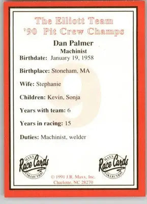 Dan Palmer - 1991 Maxx The Bill Elliott Team - #NNO - Racing - Racing Card Single