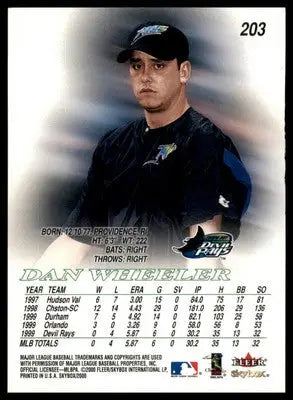 Dan Wheeler 2000 SkyBox #203 Tampa Bay Devil Rays - Baseball Card Single