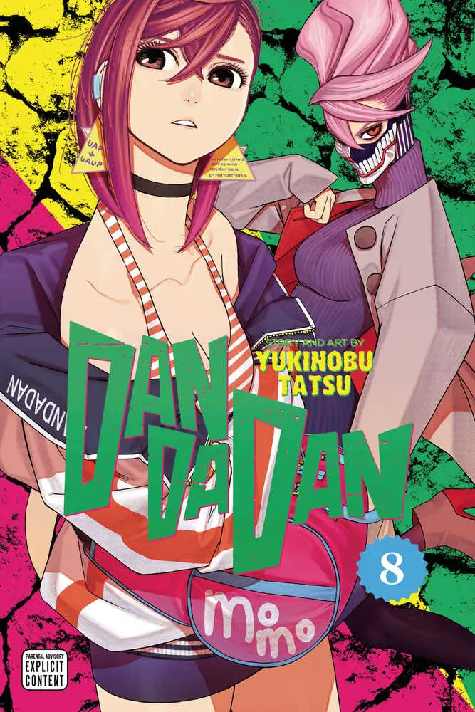 Manga comic book cover featuring Turbo Granny characters from Dandadan Graphic Novel Volume 08