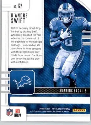 D’Andre Swift - 2020 Panini Absolute - #124 - RC Retail Football - Football Card Single
