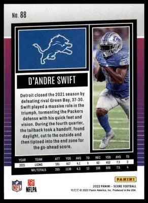 D’Andre Swift 2022 Score #88 Detroit Lions - Football Card Single