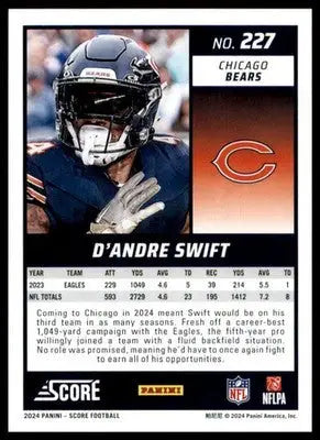 D’Andre Swift 2024 Score #227 Chicago Bears - Football Card Single