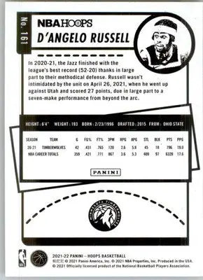 D’Angelo Russell - 2021-22 Hoops - #161 - Purple Basketball - Basketball Card Single