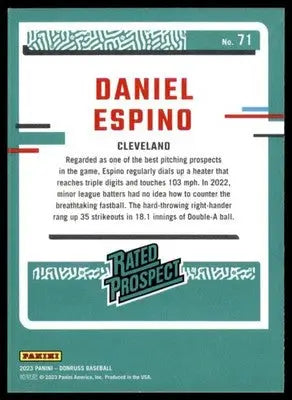 Daniel Espino 2023 Donruss #71 Cleveland Guardians - Baseball Card Single