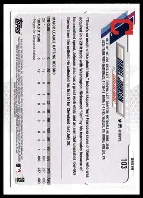 Daniel Johnson 2021 Topps Rainbow Foil #103 Cleveland Indians - Baseball Card Single
