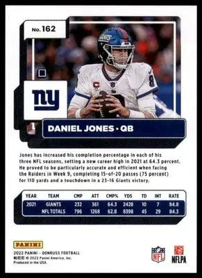 Daniel Jones 2022 Donruss #162 New York Giants - Football Card Single