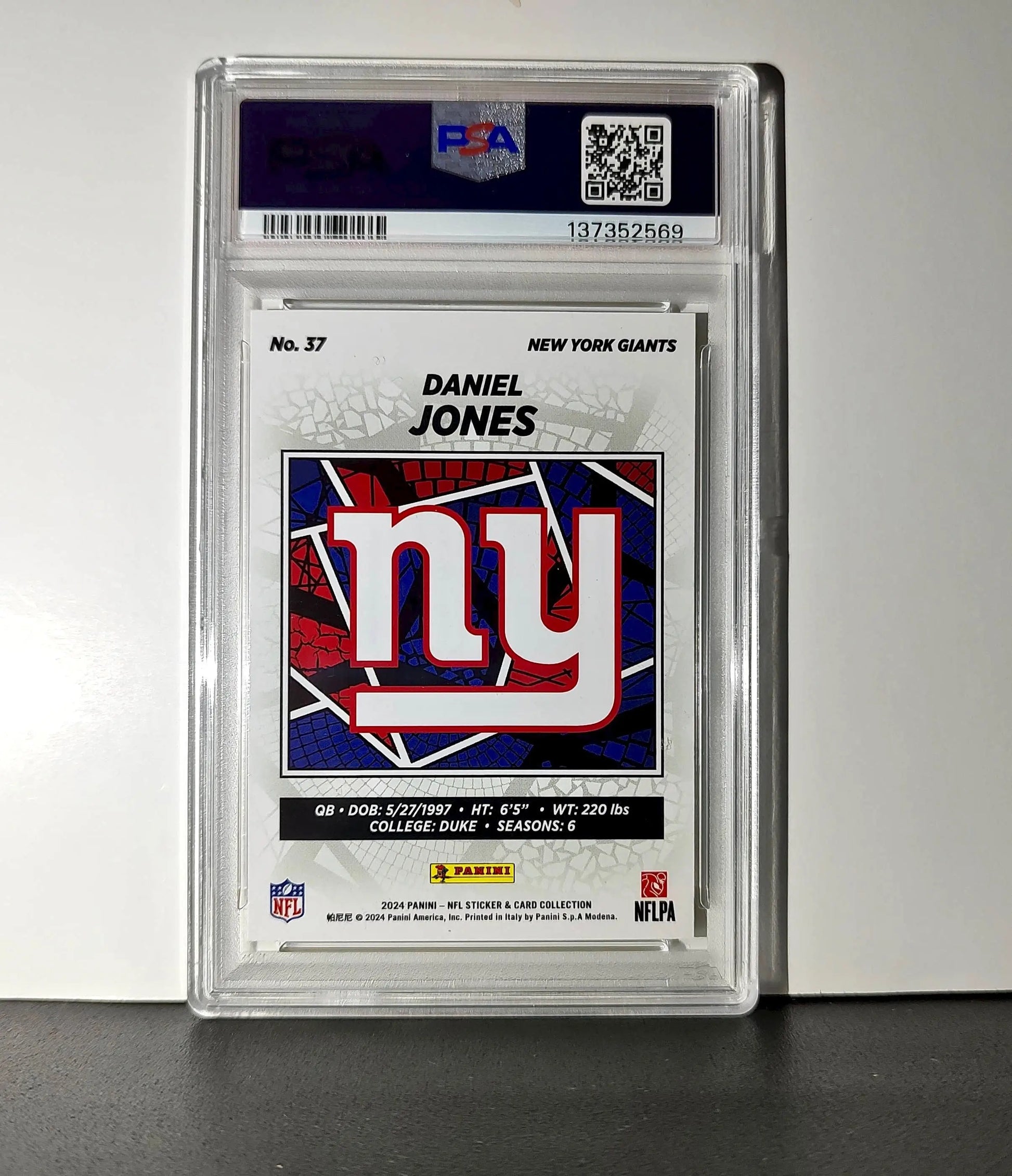 Daniel Jones 2024 Panini Sticker Collection 198/199 #37 Gold Foil PSA 8 NM-MT - Football Card Single