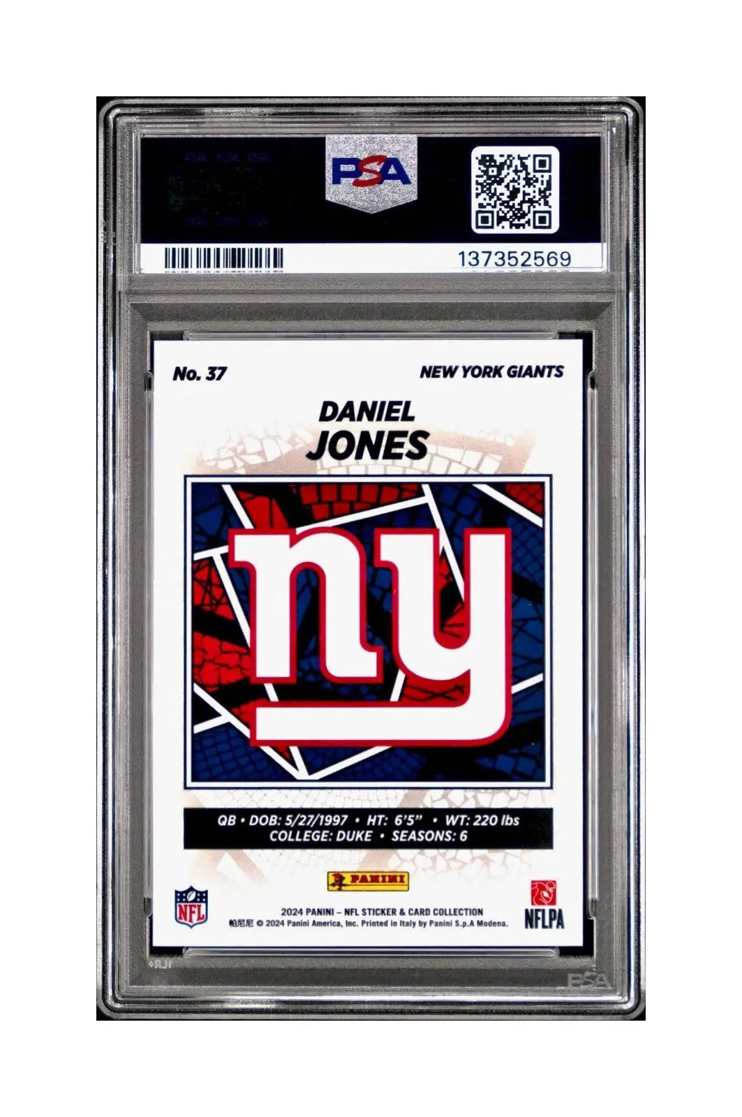 Daniel Jones 2024 Panini Sticker Collection 198/199 #37 Gold Foil PSA 8 NM-MT - Football Card Single
