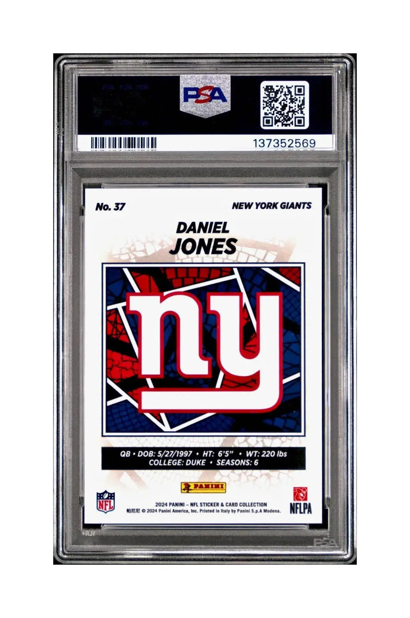 Daniel Jones 2024 Panini Sticker Collection 198/199 #37 Gold Foil PSA 8 NM-MT - Football Card Single