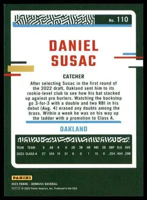 Daniel Susac 2023 Donruss #110 Oakland Athletics - Baseball Card Single