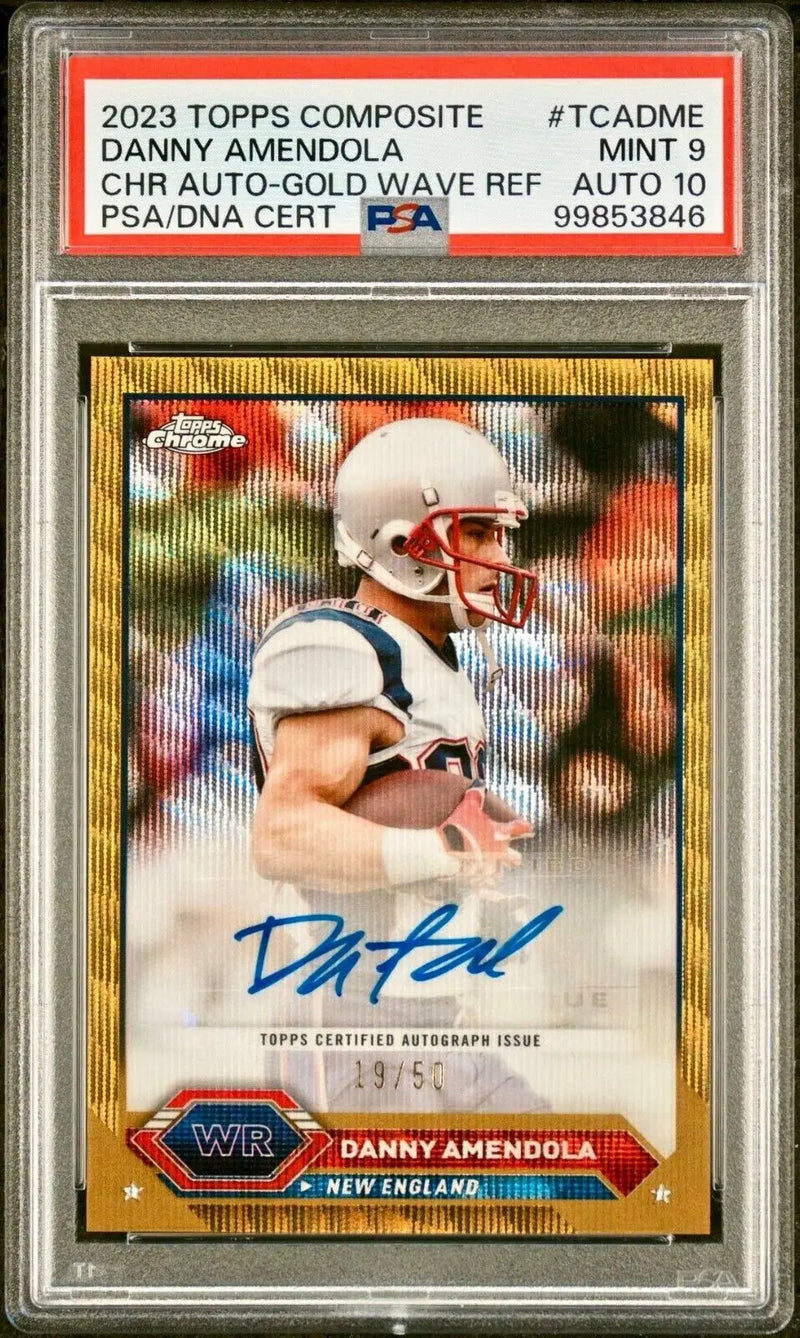 Danny Amendola 2023 Topps Chrome NFL #TCA-DME Gold Wave 19/50 PSA 9 Auto 10