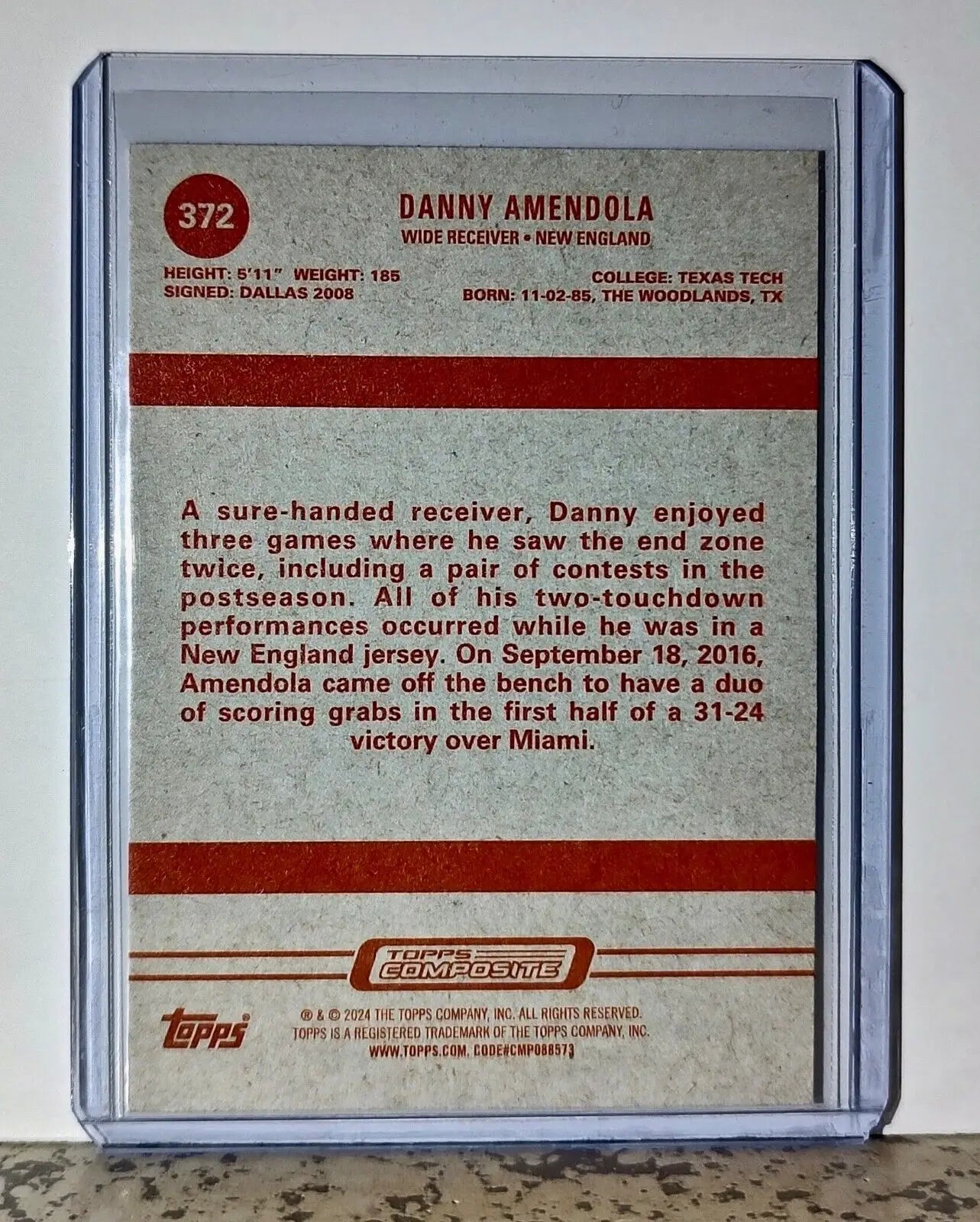 Danny Amendola 2023 Topps Heritage NFL #372 Football Card New England Patriots - Football Card Single