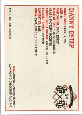 Danny Estep - 1990 Checkered Flag IHRA - #94 - Racing - Racing Card Single