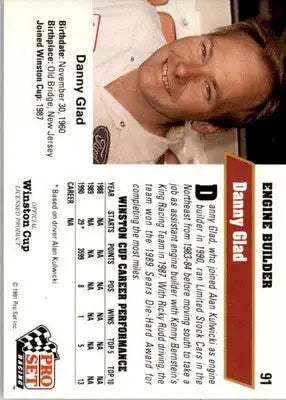 Danny Glad - 1991 Pro Set - #91 - RC Racing - Racing Card Single