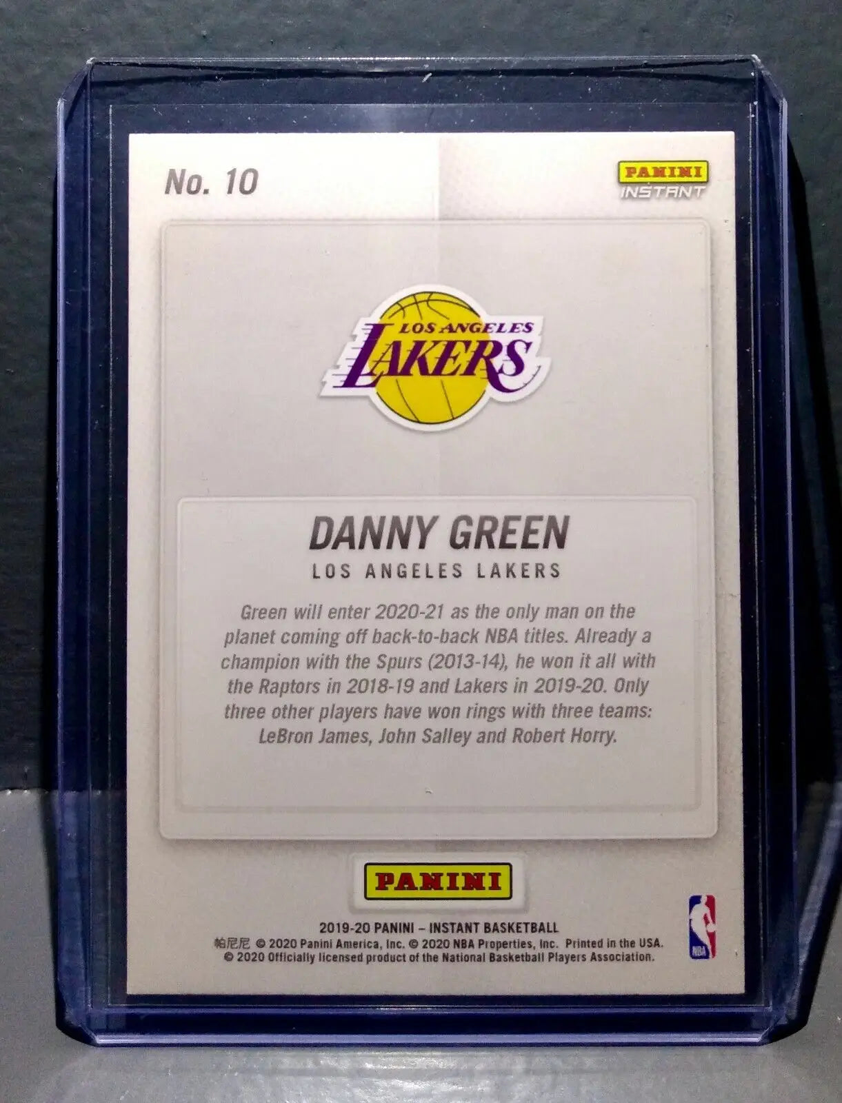Danny Green 2020 Panini LA Lakers NBA Champions #10 Basketball Card