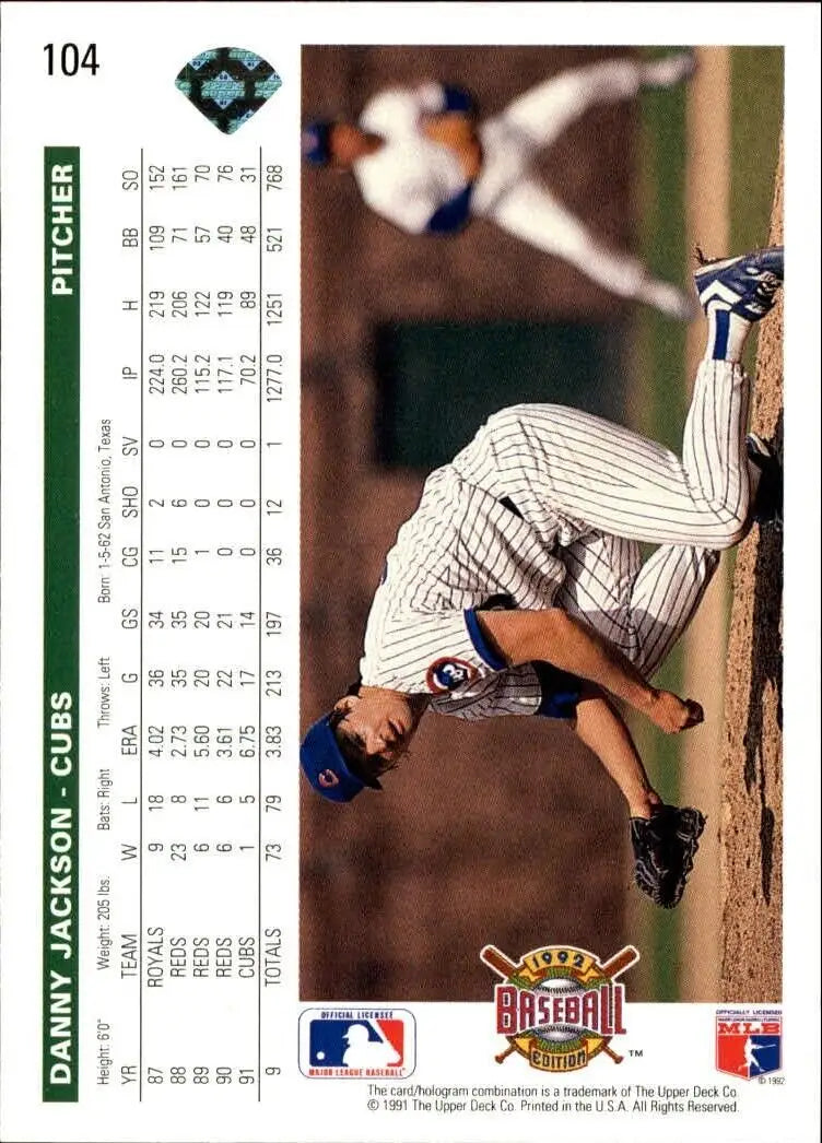 Danny Jackson 1992 Upper Deck MLB #104 Baseball Card Chicago Cubs - Baseball Card Single