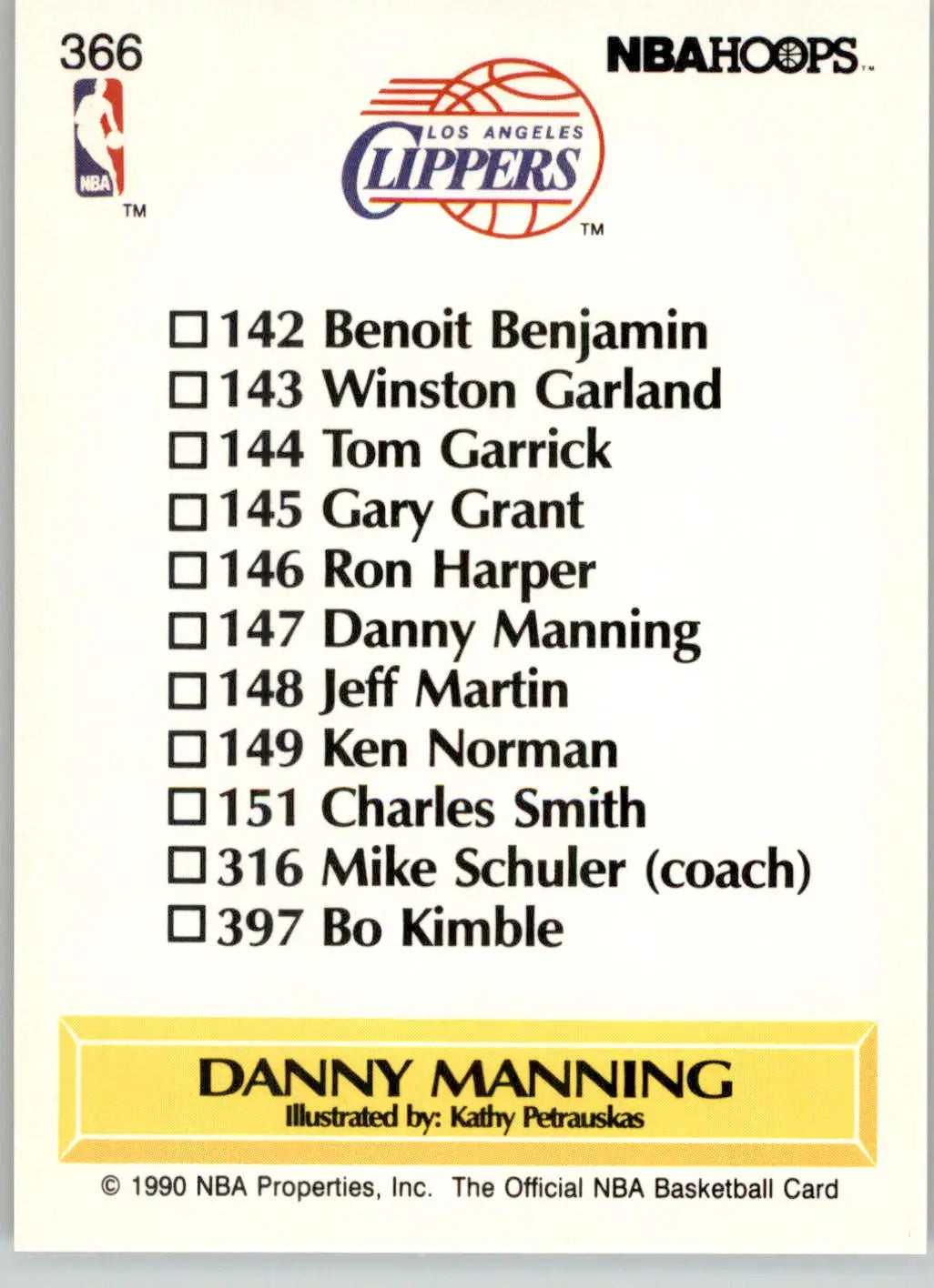 Danny Manning - 1990-91 Hoops - #366 - Basketball - Basketball Card Single