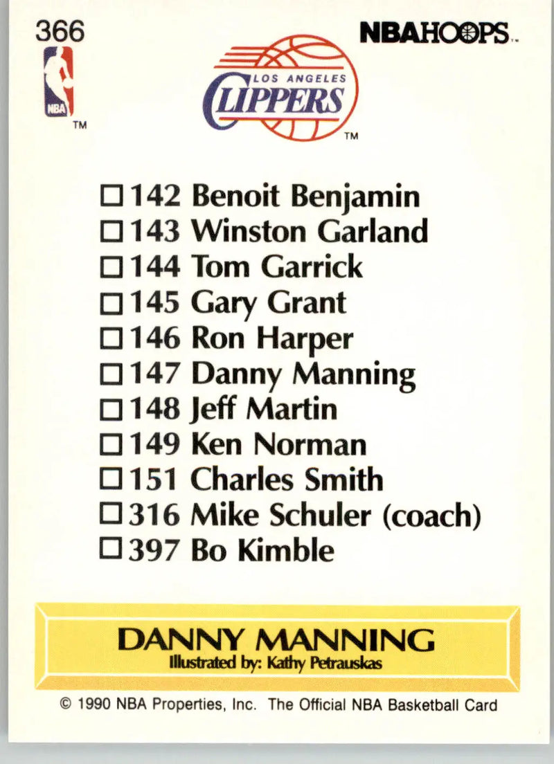Danny Manning - 1990-91 Hoops - #366 - Basketball - Basketball Card Single