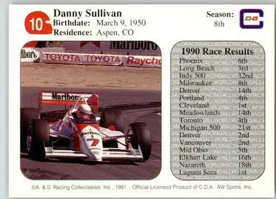 Danny Sullivan - 1991 All World - #10 - Racing - Racing Card Single