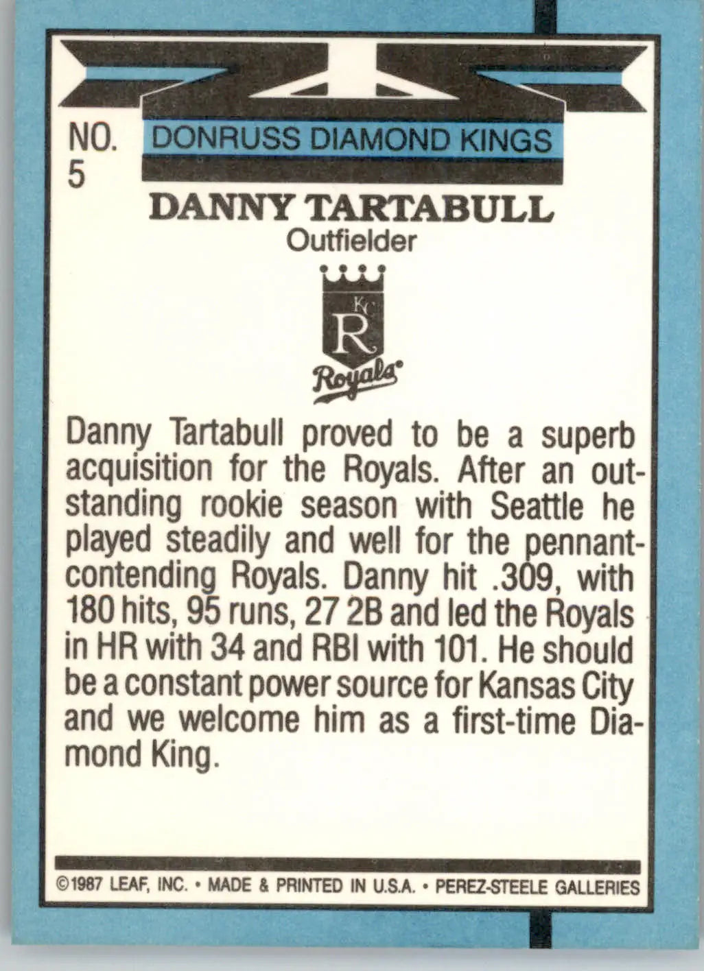 Danny Tartabull - 1988 Donruss - #5 - Baseball - Baseball Card Single