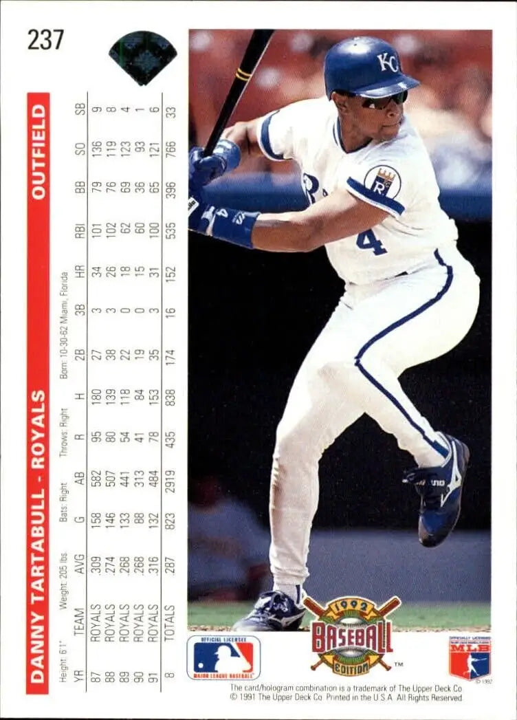 Danny Tartabull 1992 Upper Deck MLB #237 Baseball Card Kansas City Royals
