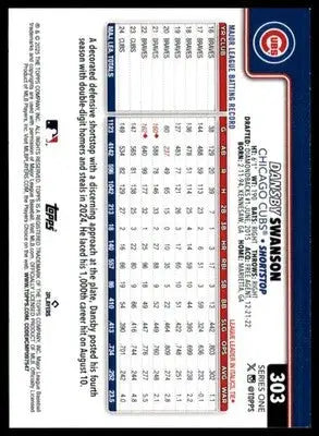 Dansby Swanson 2025 Topps #303 Chicago Cubs - Baseball Card Single