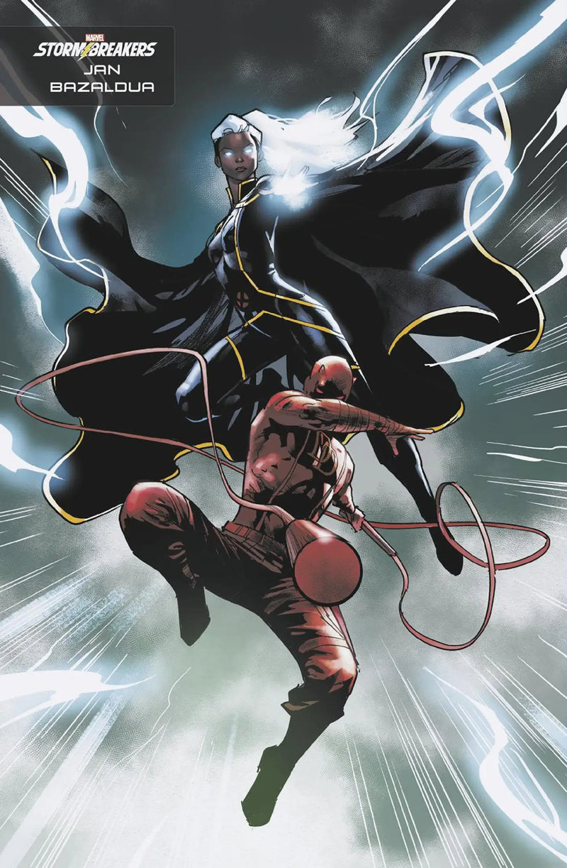 Dynamic comic book artwork of Storm and Daredevil for trading cards collectors