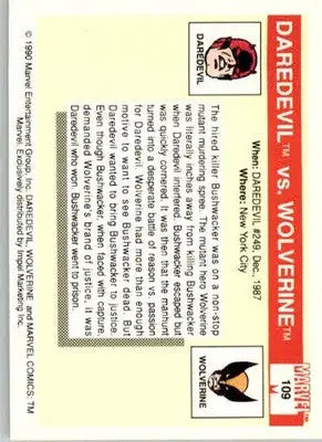 Daredevil vs. Wolverine - 1990 Impel Marvel Universe - #109 - Non_sport - Marvel Card Single
