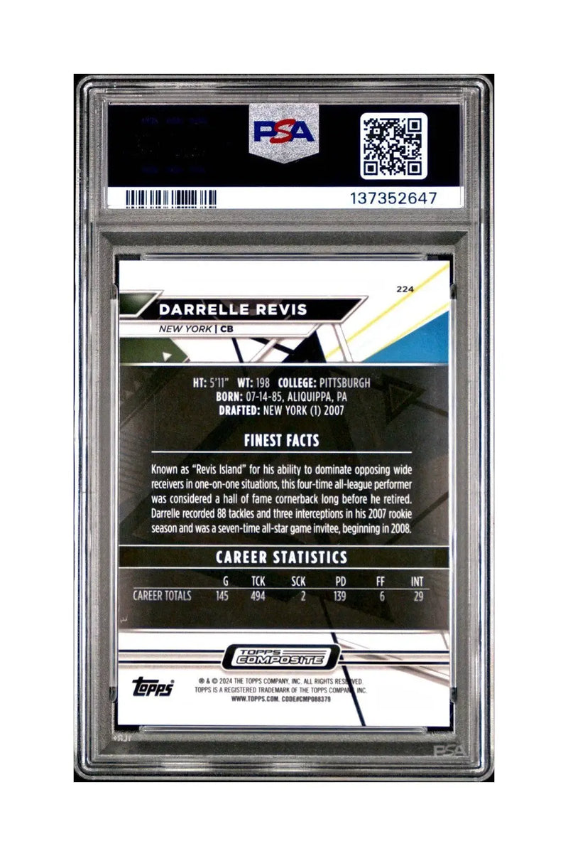 Darelle Revis 2023 Topps Finest #224 014/250 Sky Blue Refractor PSA 10 Gem Mint