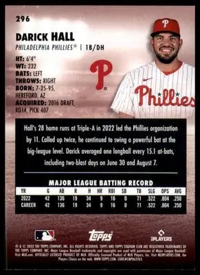 Darick Hall Rookie 2023 Stadium Club #296 Philadelphia Phillies - Baseball Card Single