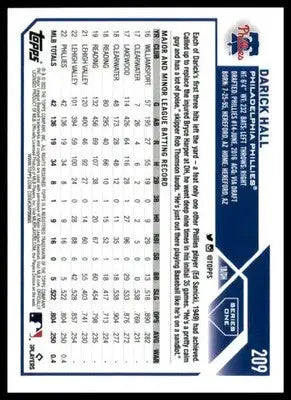 Darick Hall Rookie 2023 Topps #209 Philadelphia Phillies - Baseball Card Single