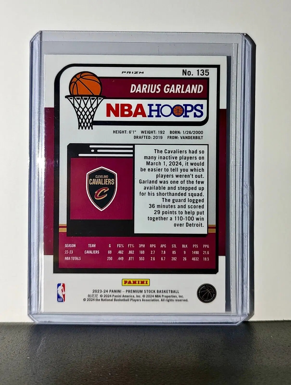 Darius Garland 2023-24 Panini Premium NBA Hoops #135 Disco Prizm Card Cavaliers - Basketball Card Single
