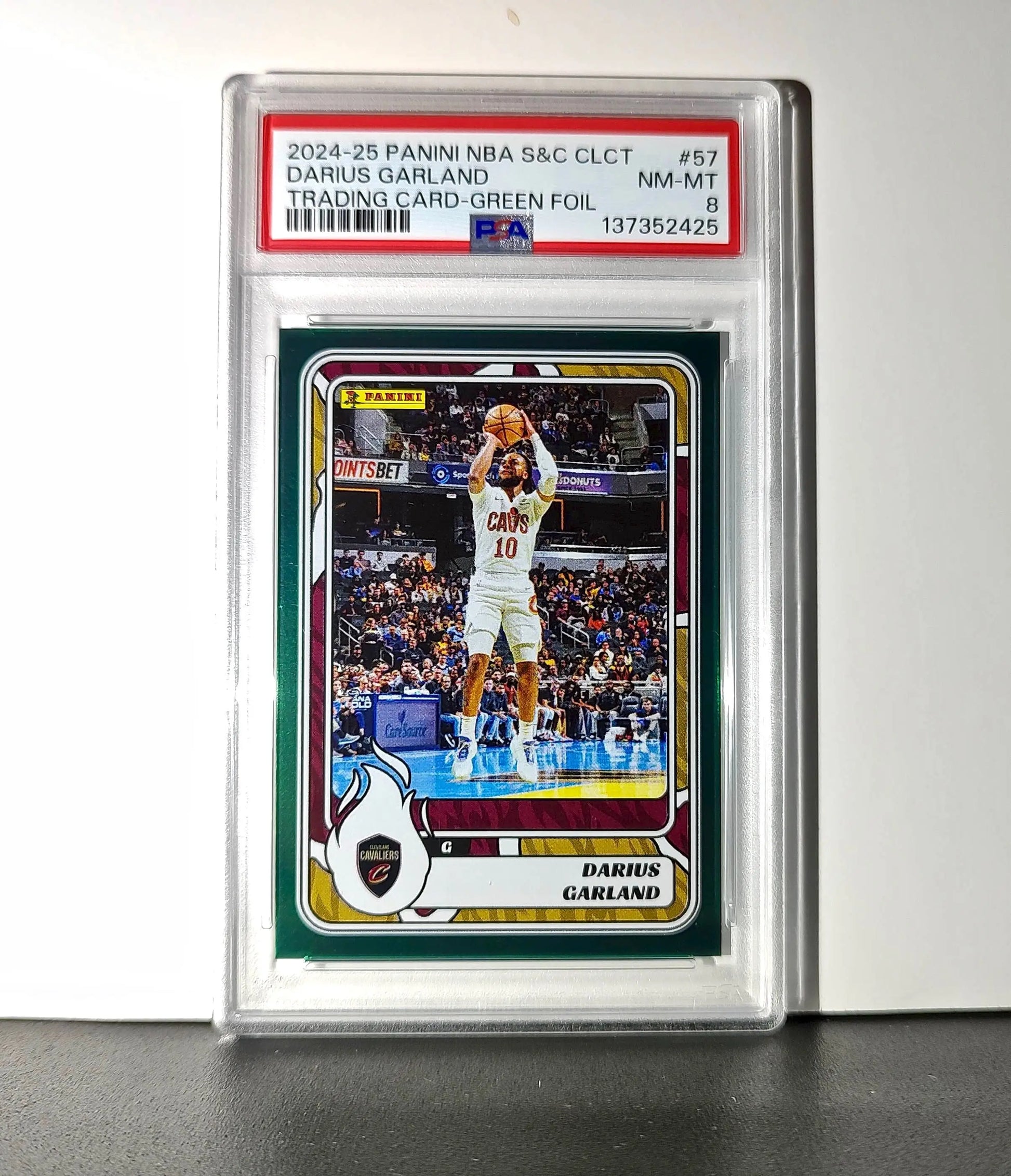 Darius Garland 2024-25 Panini NBA #57 Sticker 5/5 Green Foil PSA 8 NM-MT