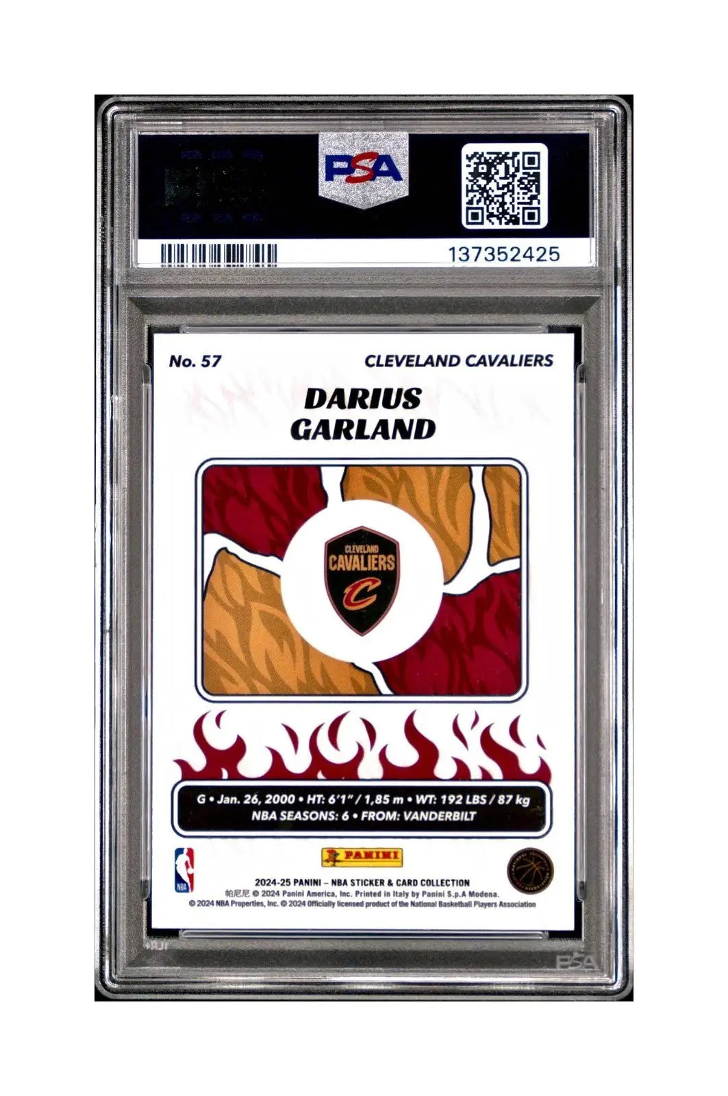 Darius Garland 2024-25 Panini NBA #57 Sticker 5/5 Green Foil PSA 8 NM-MT