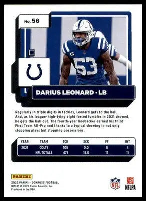 Darius Leonard 2022 Donruss #56 Indianapolis Colts - Football Card Single