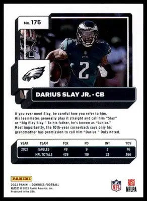 Darius Slay Jr. 2022 Donruss #175 Philadelphia Eagles - Football Card Single