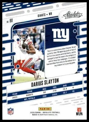 Darius Slayton 2024 Panini Absolute Retail #80 New York Giants - Football Card Single