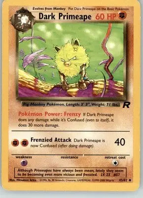 Dark Primeape - Team Rocket - 43/82 - Unlimited HP Pokemon - Pokémon Card Single