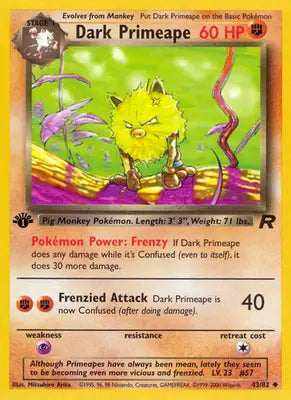 Dark Primeape - Team Rocket - 43/82 - Unlimited HP Pokemon - Pokémon Card Single