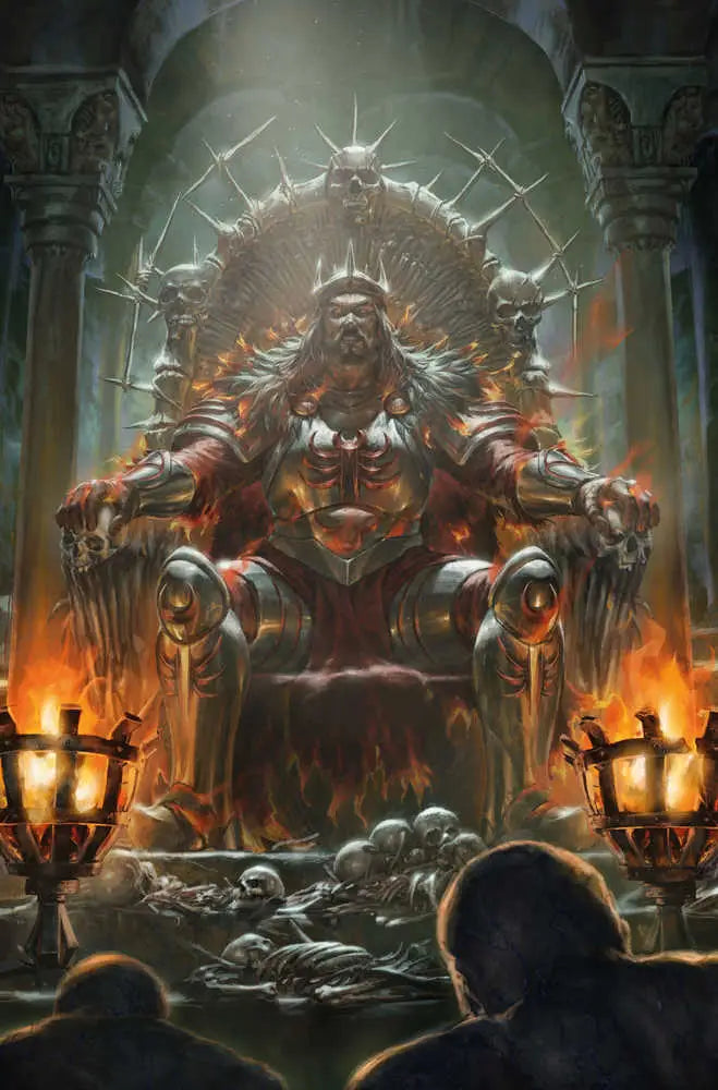 Dark Souls trading card artwork featuring the imposing Willow King on a throne