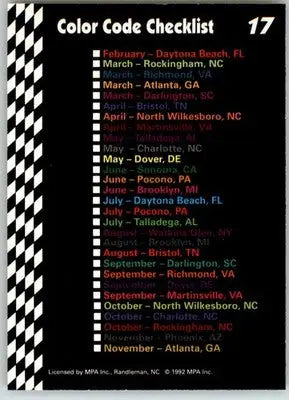 Darlington - 1992 Food Lion Richard Petty - #17 - Racing - Racing Card Single