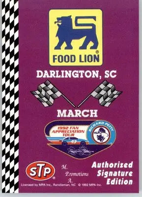 Darlington - 1992 Food Lion Richard Petty - #17 - Racing - Racing Card Single
