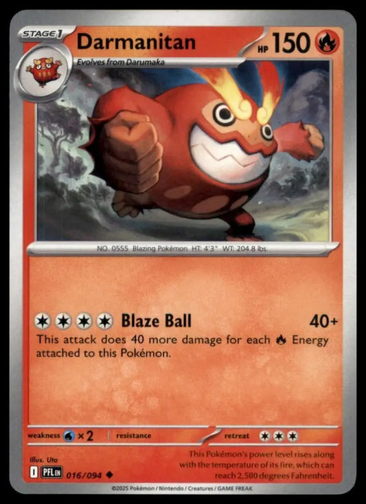 Darmanitan 016/094 Me02: Phantasmal Flames Regular Pokemon - Pokémon Card Single