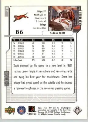 Darnay Scott - 2000 Upper Deck MVP - #36 - Silver Script Football - Football Card Single