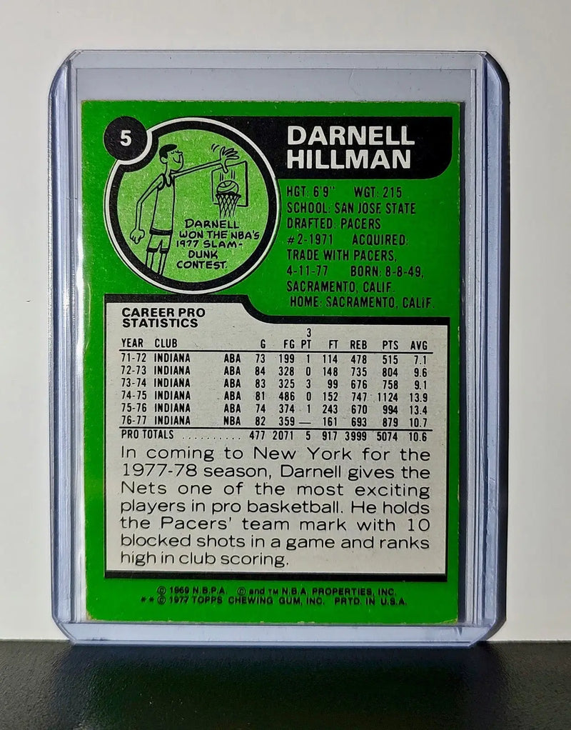 Darnell Hillman 1977 Topps NBA #5 Card New Jersey Nets - Basketball Card Single