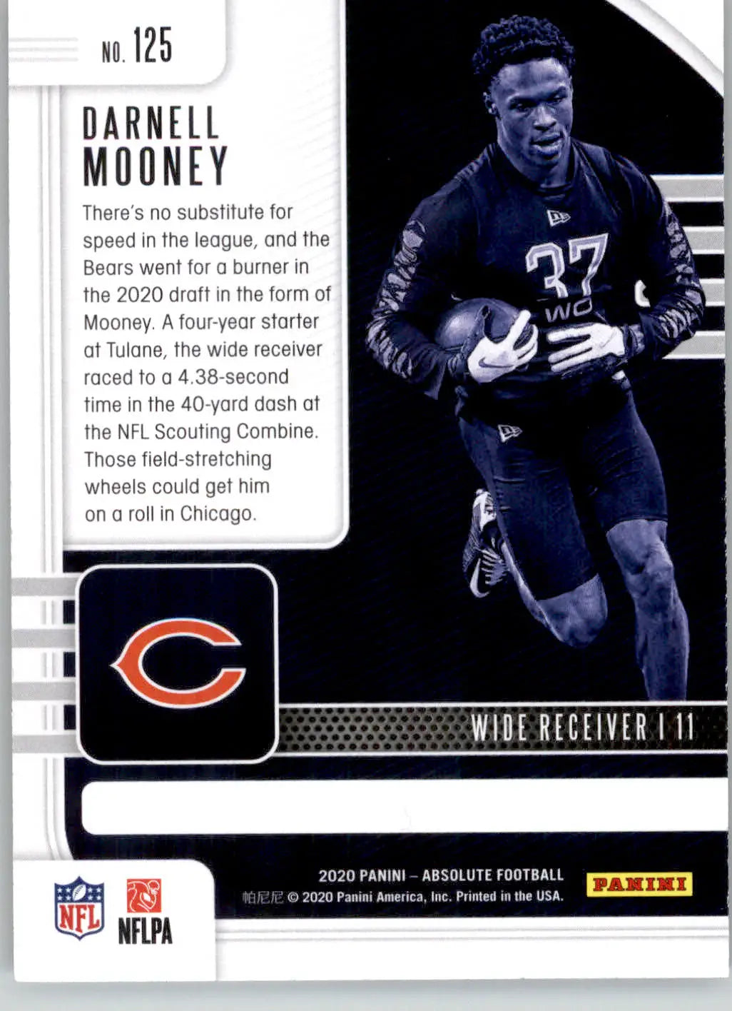 Darnell Mooney - 2020 Panini Absolute - #125 - Blue Rookie Football - Football Card Single