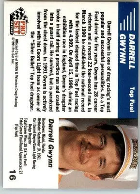 Darrell Gwynn - 1991 Pro Set NHRA - #16 - Racing - Racing Card Single